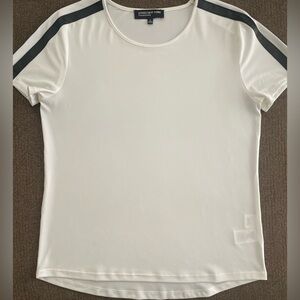 Women’s Jones New York Collection Leather Trim Shoulder & Short Sleeves Top Sz S